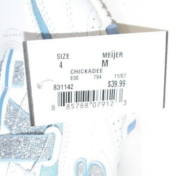 SKECHERS white & blue Chickadee sneakers hook & loop closure women's size 4 NEW - Picture 8 of 8